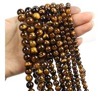 Cuentas de piedra natural, jade obsidiana, ágata, ojo de tigre, cuentas espaciadoras sueltas para hacer pulseras, collares, accesorios de 4 a 12 mm, ojo de tigre amarillo, 6 mm, aproximadamente 62