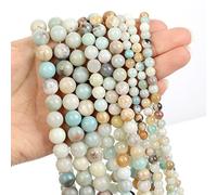 Cuentas de piedra natural, jade obsidiana, ágata, ojo de tigre, cuentas espaciadoras sueltas para hacer pulseras, collares, accesorios de 4 a 12 mm, amazonita, 6 mm, aproximadamente 62 piezas