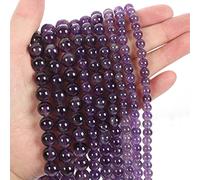 Cuentas de piedra natural, jade obsidiana, ágata, ojo de tigre, cuentas espaciadoras sueltas para hacer pulseras, collares, accesorios de 4 a 12 mm, cuarzo amatista, 10 mm, aproximadamente 38 piezas