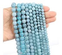 Cuentas de piedra natural, jade obsidiana, ágata, ojo de tigre, cuentas espaciadoras sueltas para hacer pulseras, collares, accesorios de 4 a 12 mm, piedra aguamarina, 8 mm, aproximadamente 45 piezas