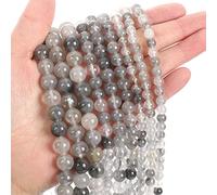 Cuentas de piedra natural, jade obsidiana, ágata, ojo de tigre, cuentas espaciadoras sueltas para hacer pulseras, collares, accesorios de 4 a 12 mm, jade de cristal de nube, 6 mm, aproximadamente 62