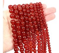 Cuentas de piedra natural, jade obsidiana, ágata, ojo de tigre, cuentas espaciadoras sueltas para hacer pulseras, collares, accesorios de 4 a 12 mm, ágata roja, 8 mm, aproximadamente 45 piezas