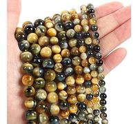 Cuentas de piedra natural, jade obsidiana, ágata, ojo de tigre, cuentas espaciadoras sueltas para hacer pulseras, collares, accesorios de 4 a 12 mm, ojo de tigre de ensueño, 4 mm, aproximadamente 92