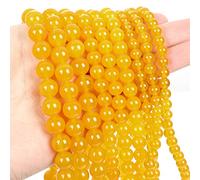 Cuentas de piedra natural, jade obsidiana, ágata, ojo de tigre, cuentas espaciadoras sueltas para hacer pulseras, collares, accesorios de 4 a 12 mm, ágata amarilla, 10 mm, aproximadamente 38 piezas