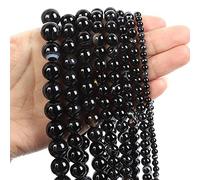 Cuentas de piedra natural, jade obsidiana, ágata, ojo de tigre, cuentas espaciadoras sueltas para hacer pulseras, collares, accesorios de 4 a 12 mm, ágata negra, 10 mm, aproximadamente 38 piezas