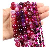 Cuentas de piedra natural, jade obsidiana, ágata, ojo de tigre, cuentas espaciadoras sueltas para hacer pulseras, collares, accesorios de 4 a 12 mm, ágata roja rosa, 4 mm, aproximadamente 92 piezas