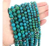 Cuentas de Piedra Natural Jade obsidiana Agata Tiger Ojo de extenso holgazanería para Hacer Accesorios de Collar de Brazalete de Bricolaje 4-12 mm, Turquesa Natural, 6 mm-About 62pcs