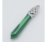 Cuentas de piedras preciosas naturales arena azul pilar hexagonal largo prisma columna punto collar de ópalo colgantes hombres mujeres joyería-malaquita