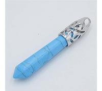 Cuentas de piedras preciosas naturales Arena azul Pilar hexagonal largo Prisma columna Punto Collar de ópalo Colgantes Hombres Mujeres Joyería-turquesas azules