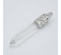 Cuentas de piedras preciosas naturales, arena azul, pilar hexagonal largo, prisma, columna, punto, collar de ópalo, colgantes, hombres, mujeres, joyería, cristal blanco