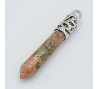 Cuentas de piedras preciosas naturales, arena azul, pilar hexagonal largo, prisma, columna, punto, collar de ópalo, colgantes, joyería para hombres y mujeres, unakita