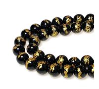 Cuentas de piedras preciosas redondas naturales, 8 mm, 43 unidades, cuentas sueltas de jade rosa redondo, for hacer joyas, pulseras, collares, pendientes y colgantes.(Black Onyx Carved Dragon,14mm)