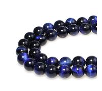 Cuentas de piedras preciosas redondas naturales, 8 mm, 43 unidades, cuentas sueltas de jade rosa redondo, for hacer joyas, pulseras, collares, pendientes y colgantes.(Sapphire Blue Tiger's Eye,4mm)