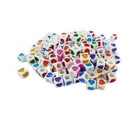 Cuentas de plástico cubo corazón multicolor opaco 7mm 600u. aprox. diam.int. 4mm.Bote