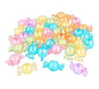 Cuentas de plástico forma bombones Multicolor Transparente 17x8mm. 60u. aprox. diam. int. 2mm.Bolsa