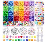Cuentas de Pony para hacer pulseras, cuentas de Funtopia Kandi de arcilla polimérica, cuentas de letras para hacer joyas (más de 1170 piezas, 9 mm)
