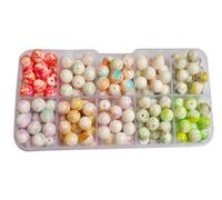 Cuentas de porcelana de 6 mm, 500 cuentas de porcelana blanca AB, redondas, suaves y sueltas para pulseras, collares, joyas, manualidades (color mezclado, 6 mm, 90612)