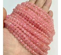 Cuentas de pulsera rosa de 6 mm, cuarzo rosa facetado natural, calcedonia, angelita, ojo de gato, espaciador, para brazaletes, joyería hecha a mano, n.° 1, sandía, 6 mm, 58-61 piezas