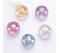 Cuentas de resina redondas de colores mezclados grandes de 20mm, fabricación de joyas, accesorios de bricolaje, Material con espaciador de agujeros, cuentas de purpurina-mezcla de colores, 20mm 20 pie