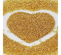 Cuentas de semillas transparentes de color dorado de 2 mm, alrededor de 9800 unidades/110 gramos en bolsa, cuentas de cristal 12/0 para hacer aretes, pulseras y collares (oro transparente)