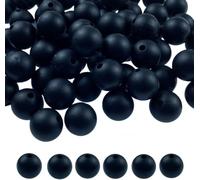 Cuentas de silicona, 120 cuentas de silicona de 6 mm para hacer llaveros, cuentas redondas de silicona sueltas de goma para pulseras, collares, aretes, joyas, manualidades (negro)