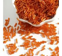 Cuentas de tubo corneta vidrio, cuentas espaciadoras, 100 unids/lote 2x7 mm semilla checo largo redondo Silverline Bugles sueltas for accesorios ropa(Coral)