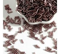 Cuentas de tubo corneta vidrio, cuentas espaciadoras, 100 unids/lote 2x7 mm semilla checo largo redondo Silverline Bugles sueltas for accesorios ropa(Purple)