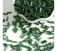 Cuentas de tubo corneta vidrio, cuentas espaciadoras, 100 unids/lote 2x7 mm semilla checo largo redondo Silverline Bugles sueltas for accesorios ropa(Green)