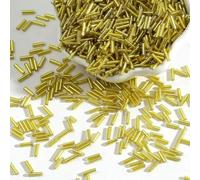 Cuentas de tubo corneta vidrio, cuentas espaciadoras, 100 unids/lote 2x7 mm semilla checo largo redondo Silverline Bugles sueltas for accesorios ropa(Yellow)