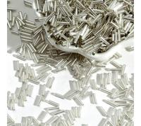 Cuentas de tubo corneta vidrio, cuentas espaciadoras, 100 unids/lote 2x7 mm semilla checo largo redondo Silverline Bugles sueltas for accesorios ropa(White)