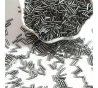 Cuentas de tubo corneta vidrio, cuentas espaciadoras, 100 unids/lote 2x7 mm semilla checo largo redondo Silverline Bugles sueltas for accesorios ropa(Gray)