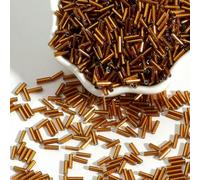 Cuentas de tubo corneta vidrio, cuentas espaciadoras, 100 unids/lote 2x7 mm semilla checo largo redondo Silverline Bugles sueltas for accesorios ropa(Brown)