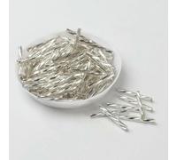 Cuentas de tubo corneta vidrio, espaciador, 10 g/paquete 25mm, semilla cornetas checas for fabricación joyas, accesorios costura prendas DIY for mujer(Silver)