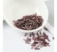 Cuentas de tubo corneta vidrio, espaciador, 200 unidades/bolsa cuentas semillas 2x6mm con núcleo plata, checas, joyería bordada puntada, accesorios prendas bricolaje(Bean Purple)