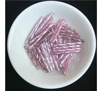 Cuentas de tubo corneta vidrio, espaciador, 36 unids/lote, 2,5mm x 25mm, cornetas semillas checas torcidas, fabricación joyas DIY/accesorios costura prendas mujer(Light Pink)