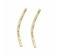 Cuentas de tubo corrugado chapadas en oro auténtico de 14 k, 8 tamaños, largas y curvas, para bisutería y accesorios de bricolaje (venta al por mayor). Oro de 14 k. 20 piezas. 30 mm x 1