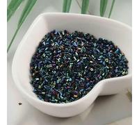 Cuentas de tubo cristal, espaciador, 1000 unidades/paquete 1,5 mm, cuentas semilla transparentes plata for bricolaje, 15/0, for joyería artesanal, accesorios prendas vestir(AB Black)