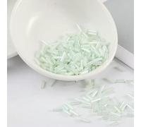 Cuentas de tubo cristal, espaciador, 200 Uds. Tranparent 2 * 6mm núcleo plata, joyería bordado semillas checas, accesorios ropa DIY(Light Mint)