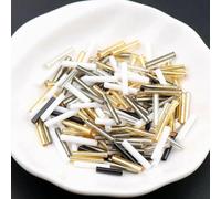 Cuentas de tubo de cristal, espaciador, 2,5x15mm de largo checo 8/0, abalorios de corte Manual for fabricación de joyería, collar de pulsera DIY(Mix Black White)