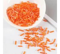 Cuentas de tubo de cristal, espaciador, 200 Uds. Tranparent 2 * 6mm núcleo de plata, joyería de bordado de semillas checas, accesorios de ropa DIY(AB Orange)