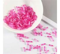 Cuentas de tubo de cristal, espaciador, 200 Uds. Tranparent 2 * 6mm núcleo de plata, joyería de bordado de semillas checas, accesorios de ropa DIY(AB Dark Rose)