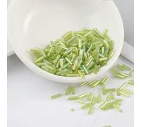 Cuentas de tubo de cristal, espaciador, 200 Uds. Tranparent 2 * 6mm núcleo de plata, joyería de bordado de semillas checas, accesorios de ropa DIY(AB Light Green)