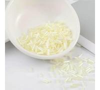 Cuentas de tubo de cristal, espaciador, 200 Uds. Tranparent 2 * 6mm núcleo de plata, joyería de bordado de semillas checas, accesorios de ropa DIY(Beige)