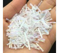 Cuentas de tubo de cristal, espaciador, color transparente brillante, 2x6mm, 9mm, 11mm, núcleo blanco torcido, joyería de semillas checas, accesorio de ropa, 20g(2x6mm 20g 480pcs)