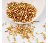 cuentas de tubo de vidrio, Espaciador, checo encantador de 2x4,0 mm/2x6 mm for coser en decoración vestidos bordados bricolaje(Golden,2x6mm 600pcs)