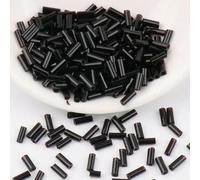 cuentas de tubo de vidrio, Espaciador, checo encantador de 2x4,0 mm/2x6 mm for coser en decoración vestidos bordados bricolaje(Black,2x4.0mm 900pcs)