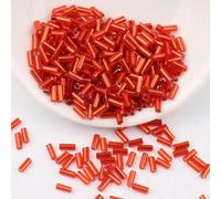 cuentas de tubo de vidrio, Espaciador, checo encantador de 2x4,0 mm/2x6 mm for coser en decoración vestidos bordados bricolaje(Red,2x6mm 600pcs)