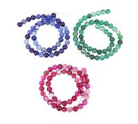 Cuentas espaciador redonda de piedra gemita de ágata 8 mm coloridos cuentas sueltas lisas hechas a mano para joyas que fabrican collares de pulseras DIY Craft azul verde rosa 3