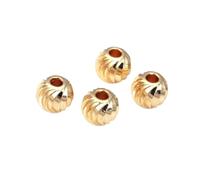 Cuentas Espaciadoras De Bolas Redondas De Latón Dorado De 18 Quilates