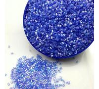 Cuentas espaciadoras de semillas checas vidrio | Multicolor AB Transparente 2x3mm Tubo 1000 piezas 16 gramos Fabricación de joyas: Collares DIY(Ab Blue10)